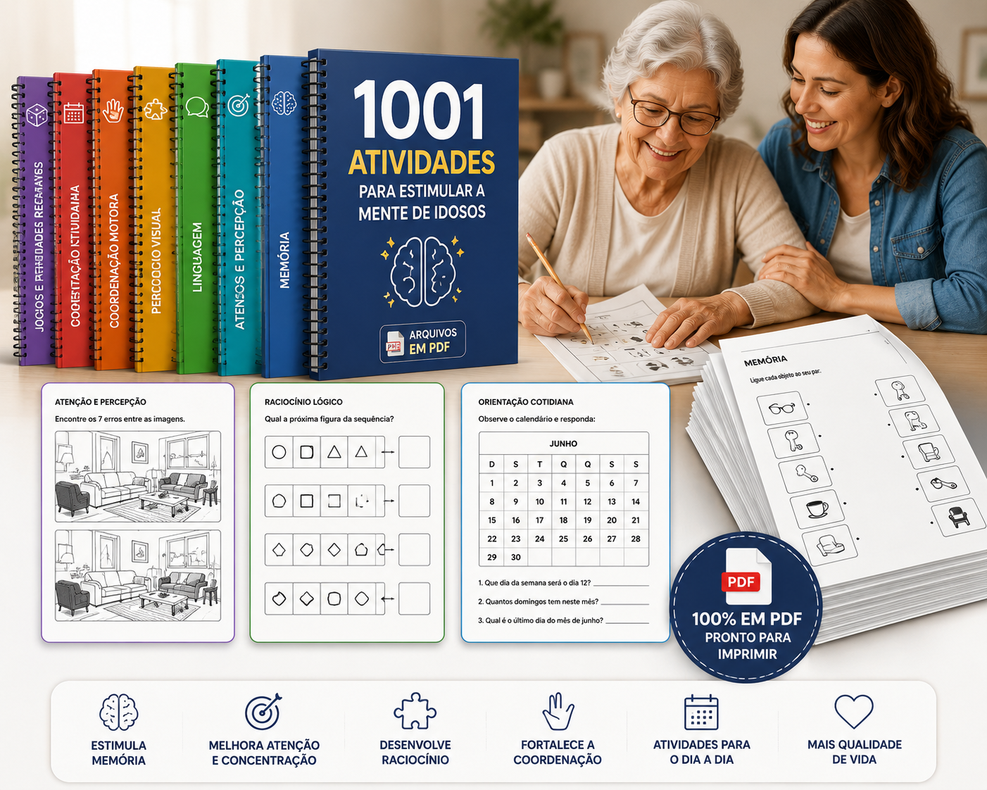 Coleção de atividades de estimulação cognitiva para idosos