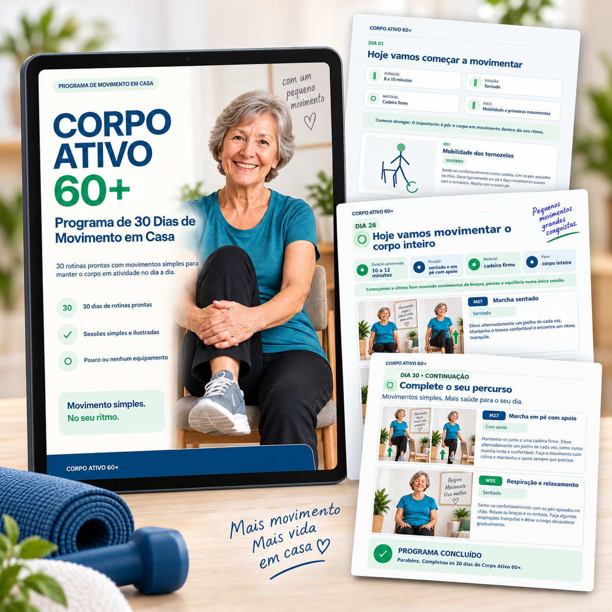 Corpo Ativo 60+ - Programa de 30 Dias de Movimento em Casa